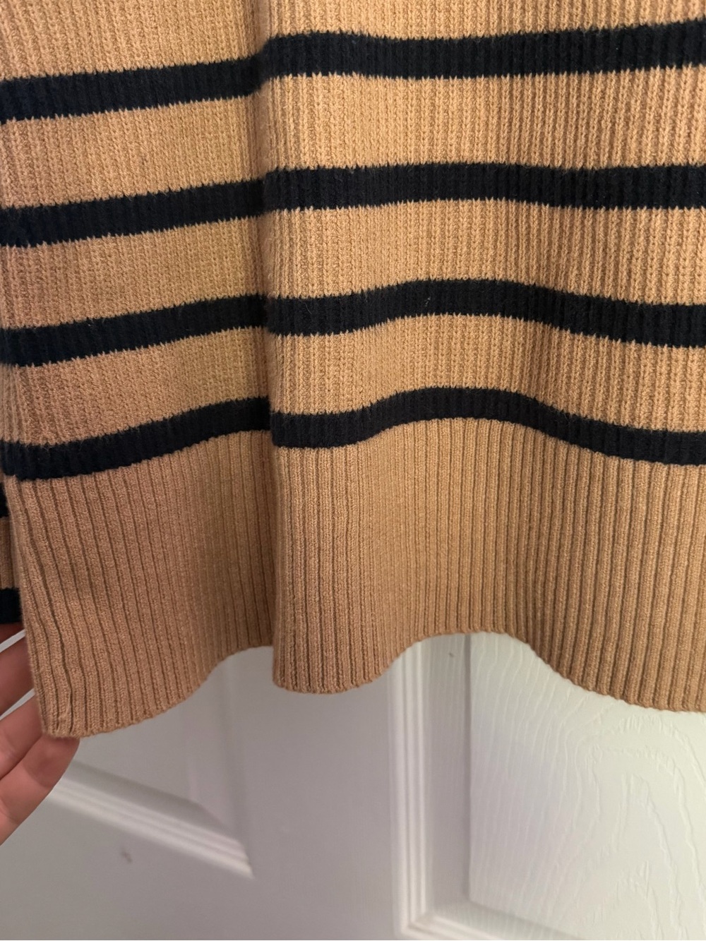 J. Jill Camel and Black Striped Crewneck Sweater - Picture 5 of 6